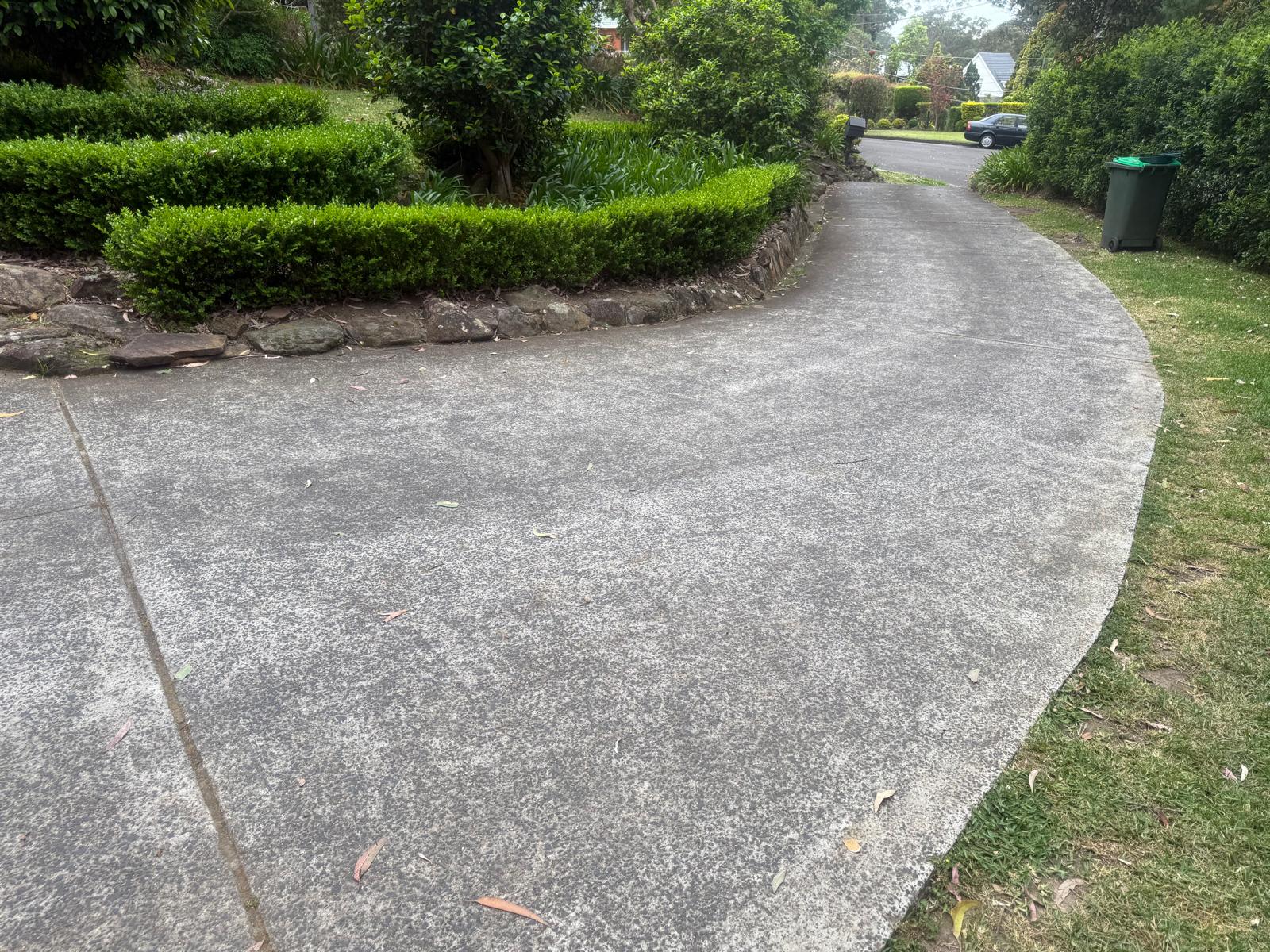 Professional driveway cleaning service showing before and after results
